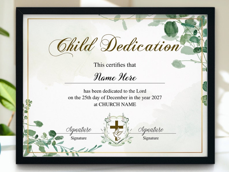 Child Dedication Lettering 11x8.5 Child Dedication Certificate, Printable Child Dedication ...