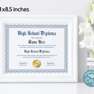 High School Diploma Template, Printable Editable Homeschool Diploma ...