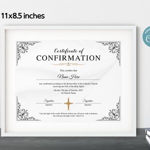 Printable Confirmation Certificate, Church Certificate Template, 11x8.5 ...