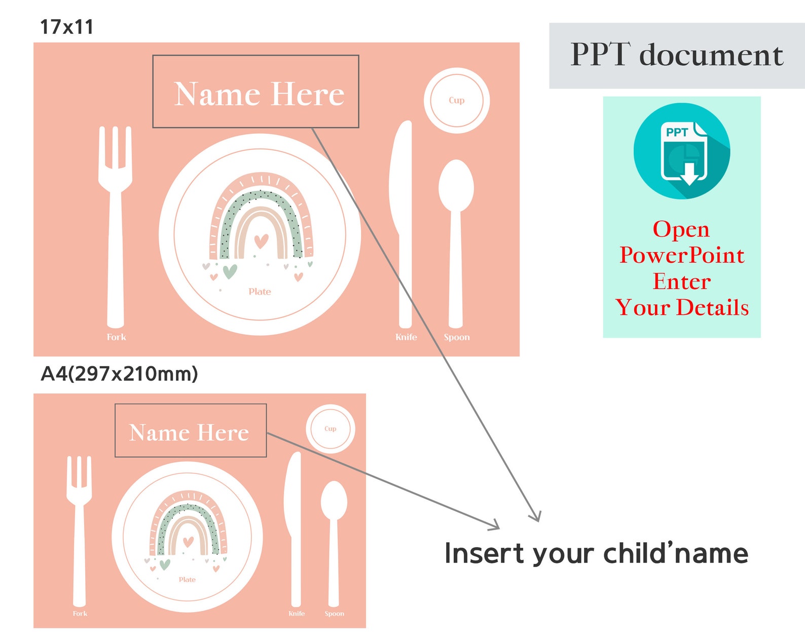 Montessori Placemat Printable Personalized Children Placemat | Etsy