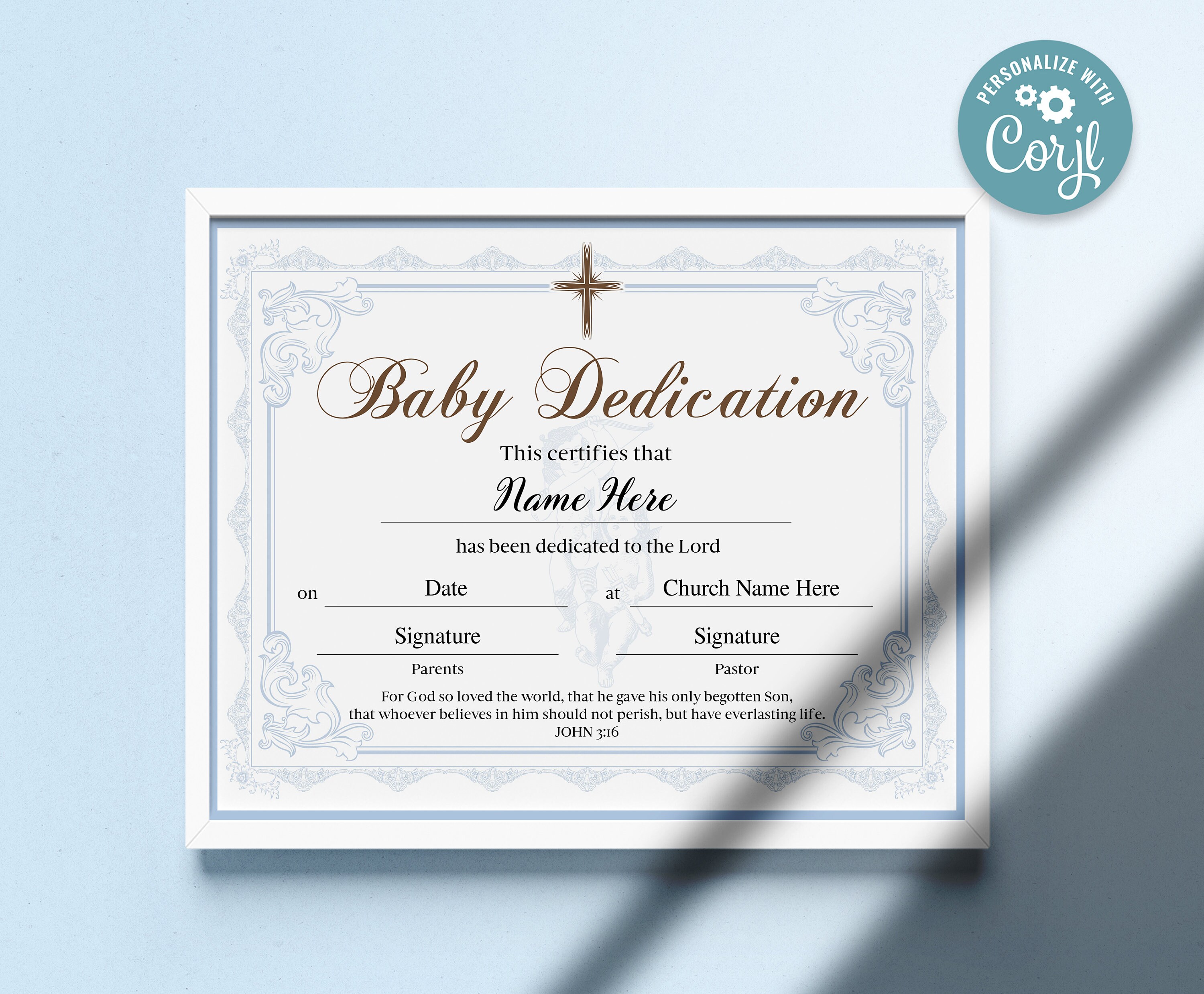 Baby Dedication Certificate Green Border - The KJV Store