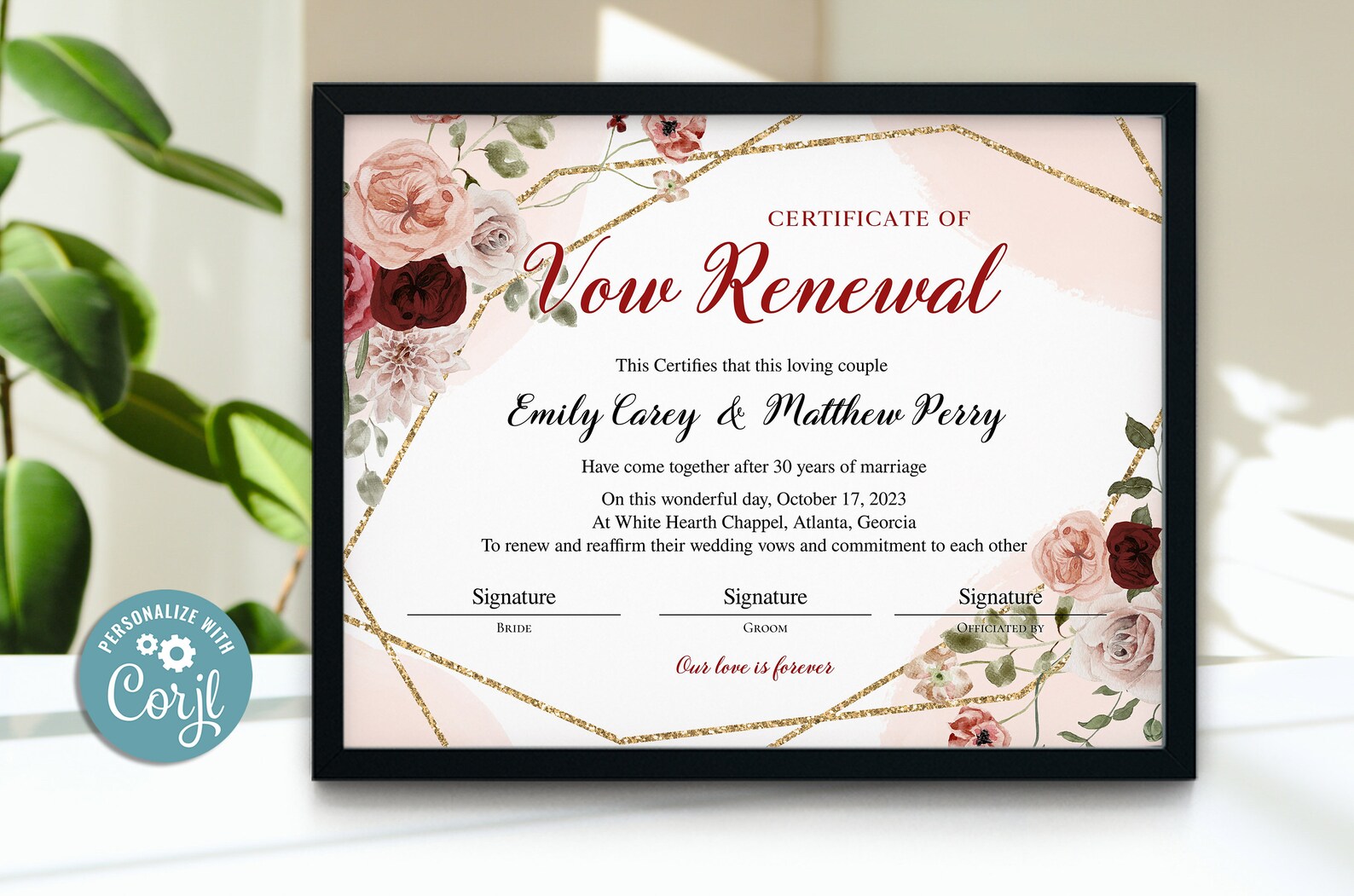 Vow Renewal Certificate Template Editable Printable Wedding Etsy Vow Renewal Certificate Template Editable Printable Wedding Etsy