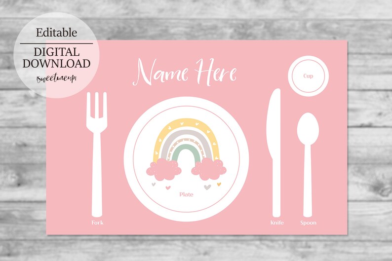 Pink Montessori Placemat Printable, Personalized Name Montessori ...