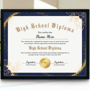 Diploma de bachillerato 2025, Diploma de educación en casa editable, Plantilla de diploma imprimible, Diploma personalizable, Diploma de equivalencia general