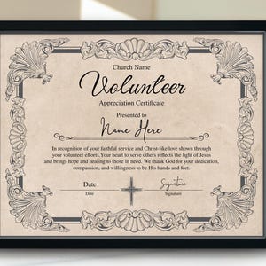 Vintage Volunteer Appreciation Certificate Template, Printable Volunteer Award Certificate, Diy Certificate of Appreciation for Volunteers