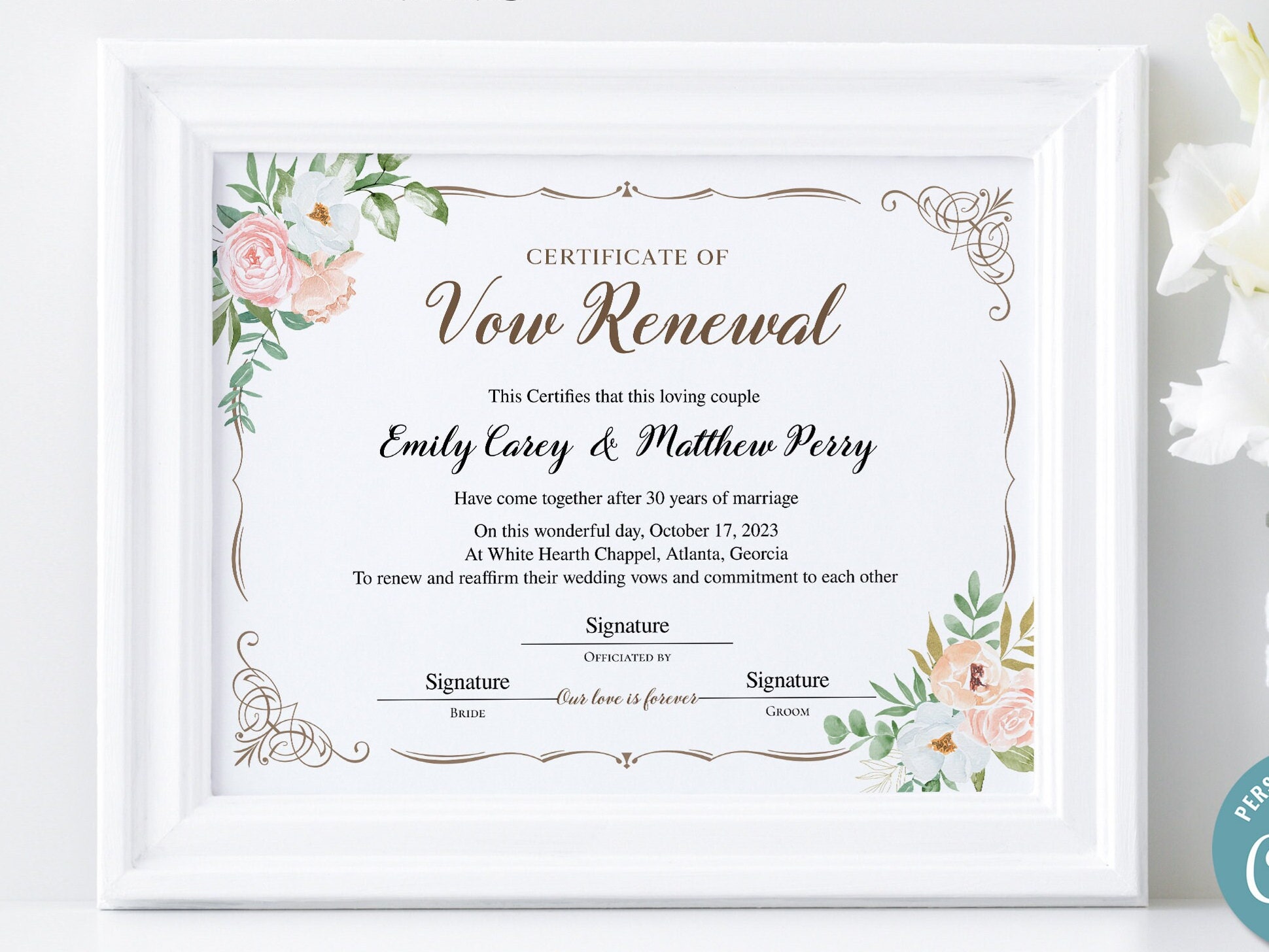 Vow Renewal Certificate Editable Printable Wedding Etsy Vow Renewal Certificate Editable Printable Wedding Etsy