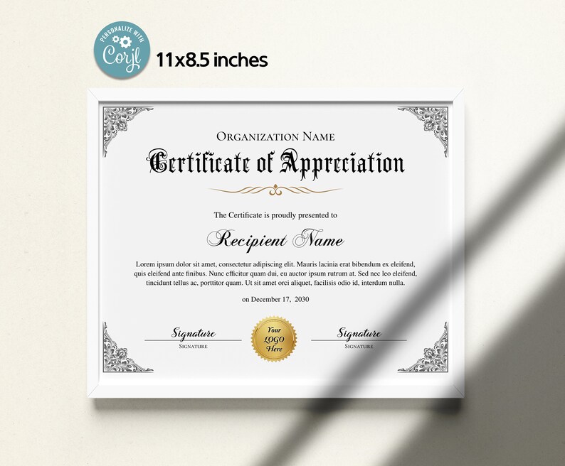 Certificate of Appreciation Template, Printable Appreciation