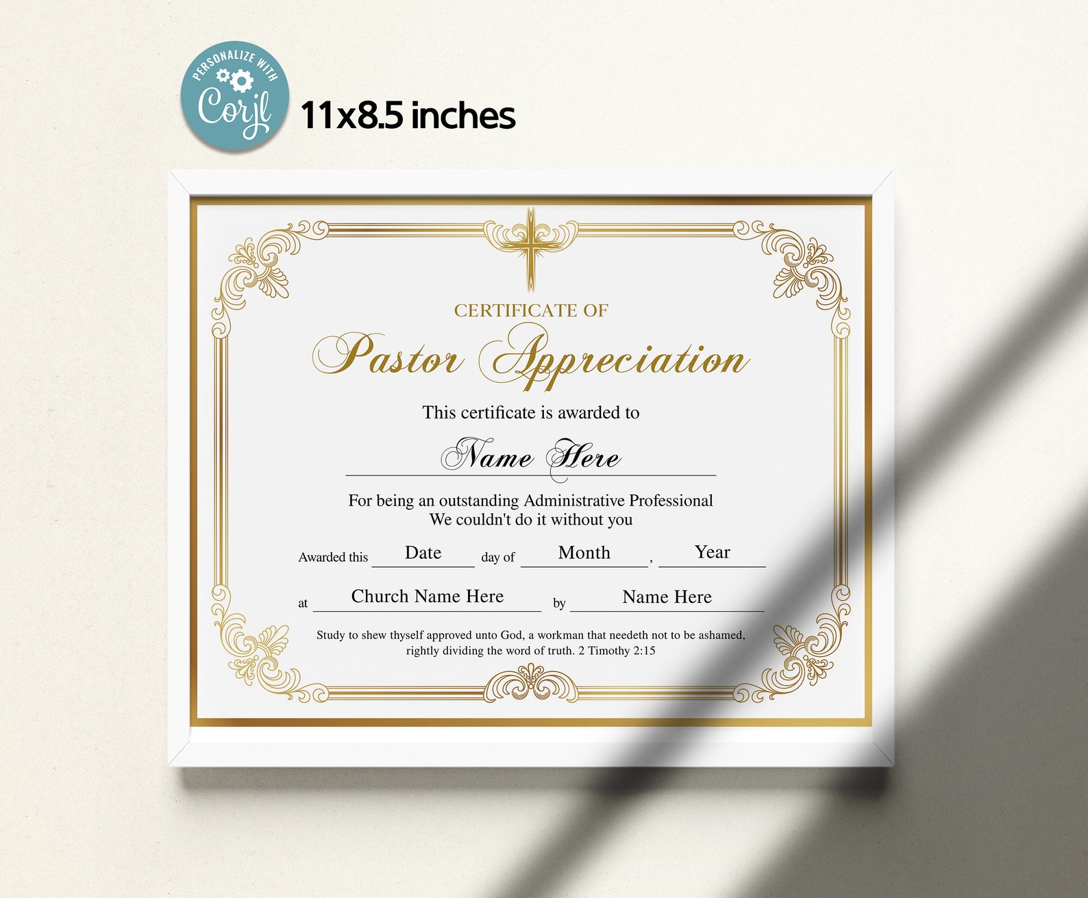 Certificate of Appreciation, 11x8.5 Pastor Appreciation Certificate Certificate of Appreciation, 11x8.5 Pastor Appreciation Certificate