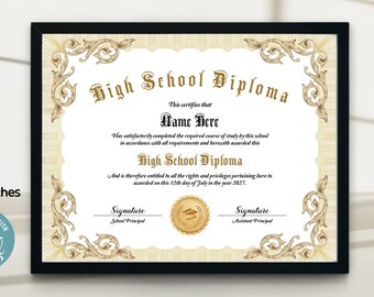 Editable High School Diploma, Home School Diploma, Printable Customizable Diploma, General Equivalency Diploma, Exclusive GED Diploma