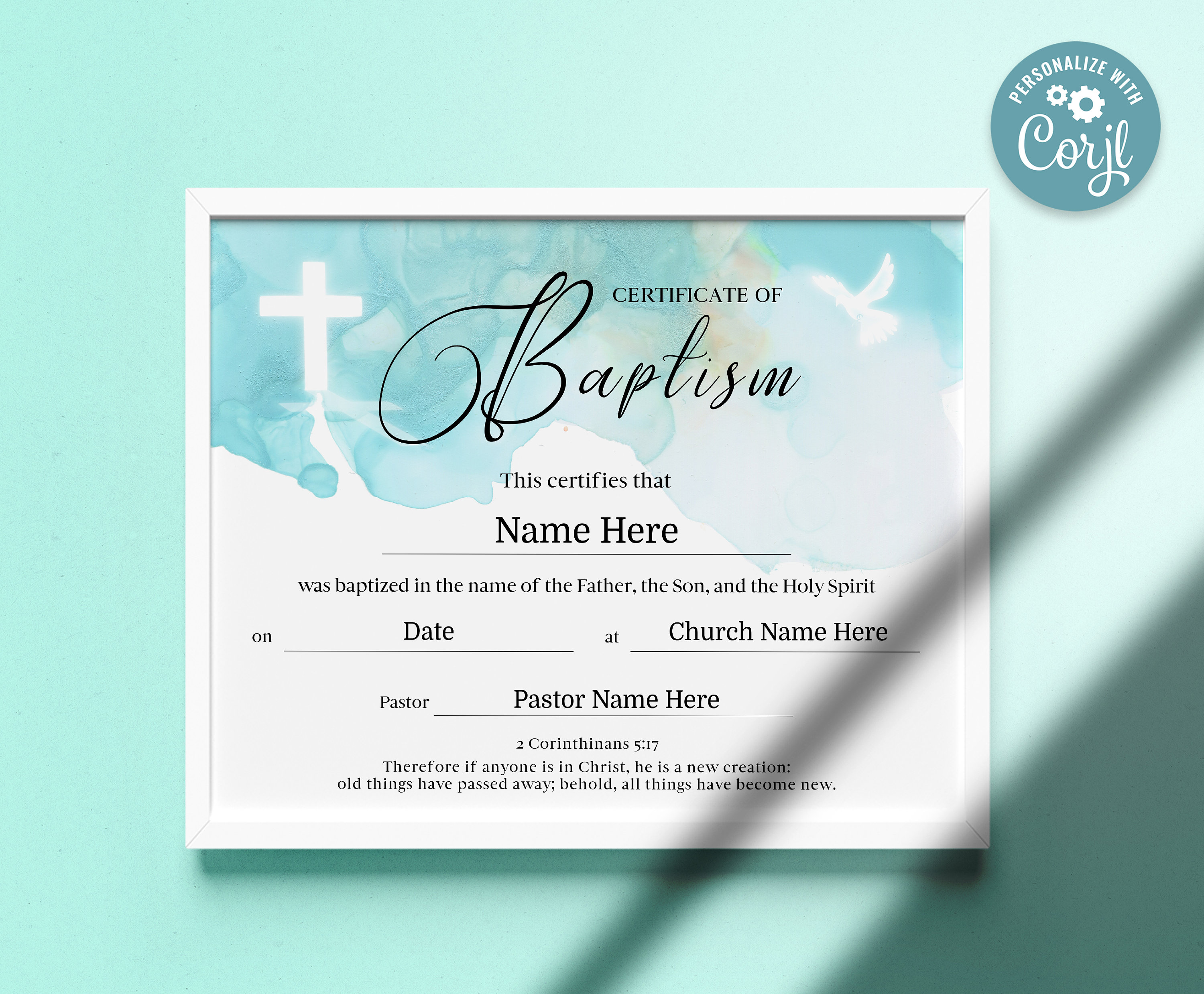 11x8.5 Baby Baptism Certificate, Baptism Gift, Certificate of Baptism