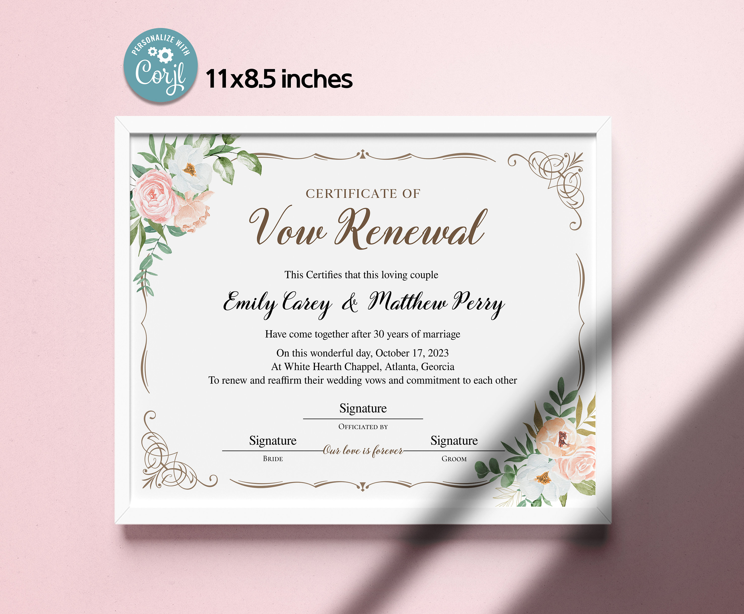 Vow Renewal Certificate Editable Printable Wedding Etsy Vow Renewal Certificate Editable Printable Wedding Etsy