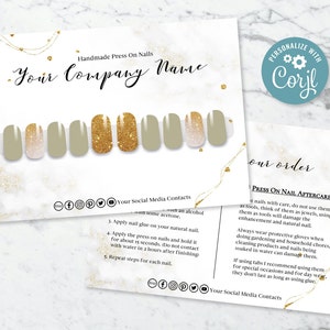 Press On Nails Aftercare Card, Press On Nail Visitenkarten, Danke Geschäftsvorlage, Press On Nail Verpackung, Kundenpresse auf den Nägeln