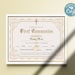 First Communion Certificate, 11x8.5 Printable First Communion ...