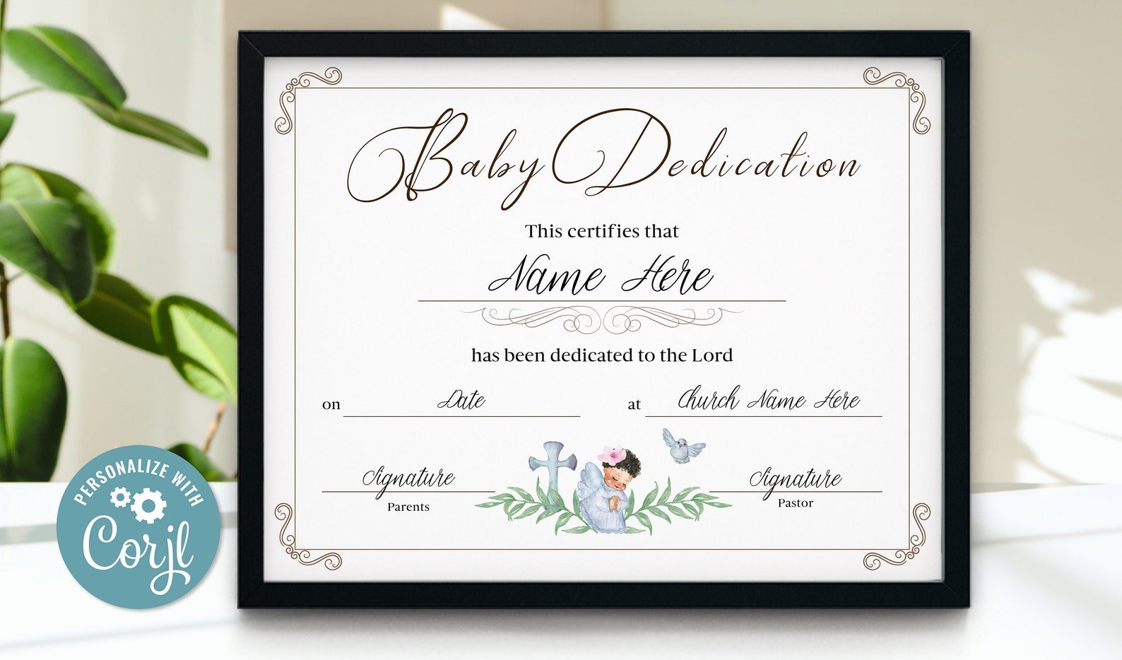 Printable Baby Dedication Certificate Template, Girl Baby Dedication ...