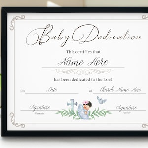 Printable Baby Dedication Certificate Template, Girl Baby Dedication ...