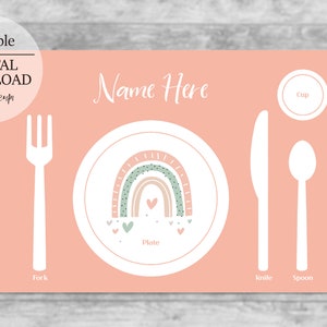 Montessori Placemat Printable, Personalized Children Placemat, Rainbow ...
