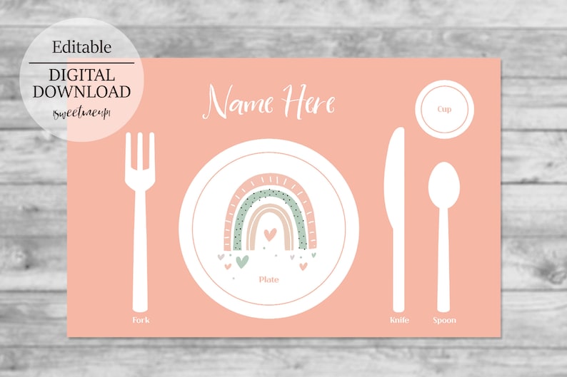 Montessori Placemat Printable Personalized Children Placemat - Etsy