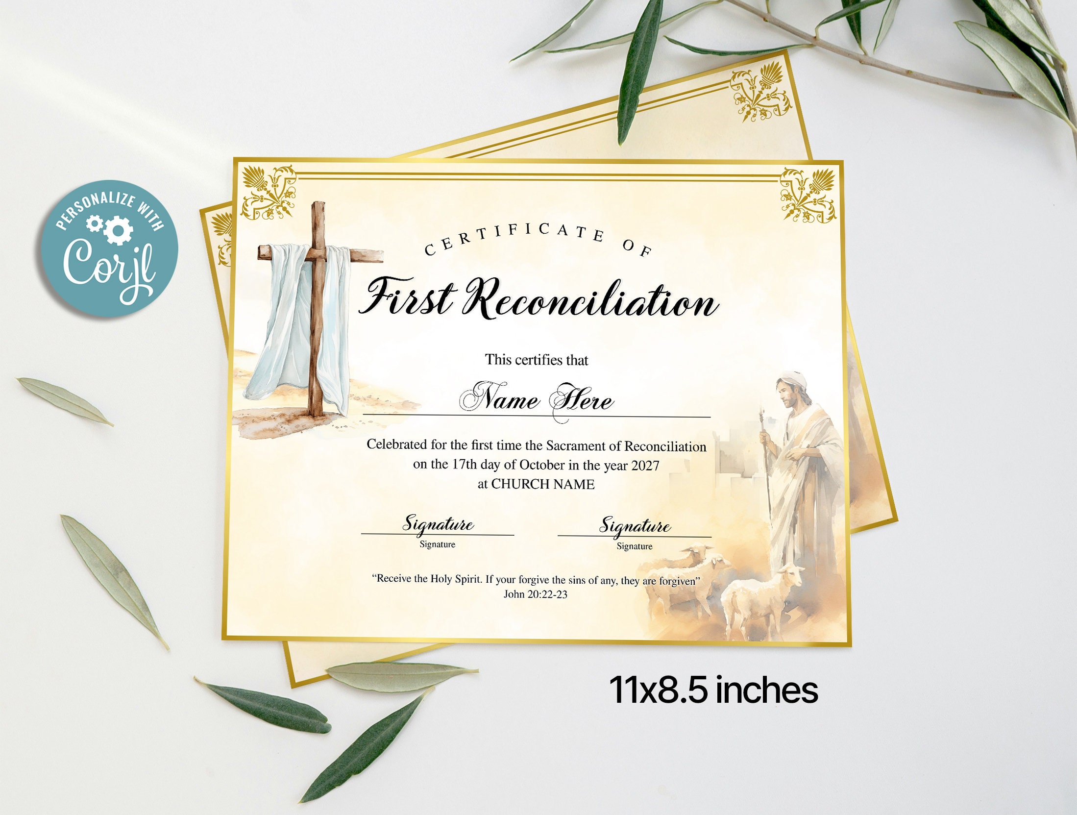11x8.5 First Reconciliation Certificate, Religious Supply Traditional ...