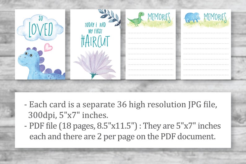 Dinosaur Baby Milestone Cards Unisex Boy Girl Milestone Cards | Etsy