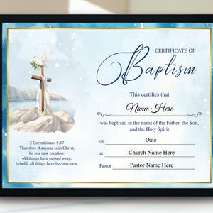 Certificado de bautismo editable, Certificado de bautismo en agua, Regalo de bautismo, Certificado de bautismo imprimible, Certificado de bautizo, Personalizado
