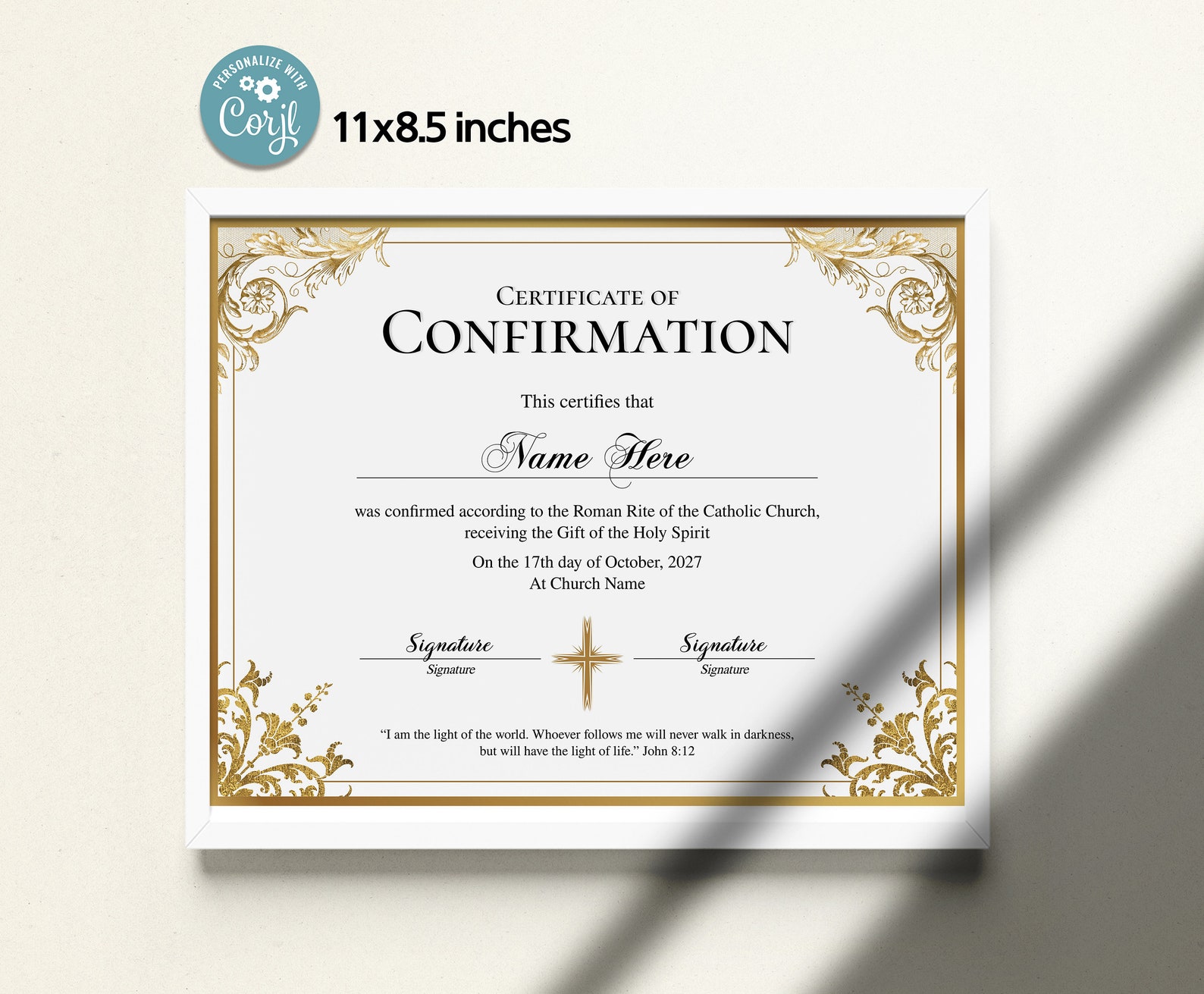 Elegant Confirmation Certificate Template Church Certificate - Etsy
