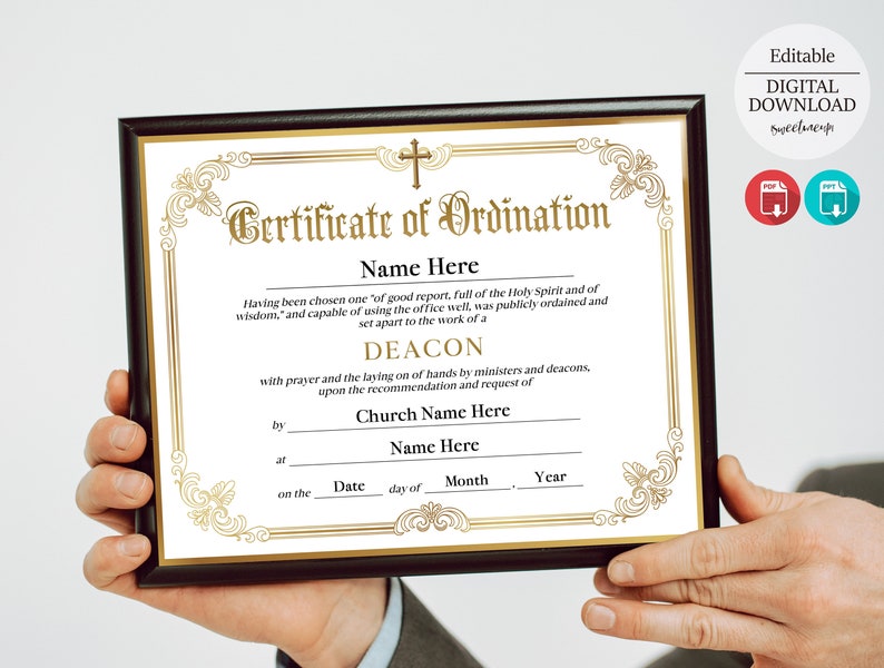 Deacon Ordination Certificate Template Printable Certificate Etsy Deacon ordination certificate template printable certificate etsy
