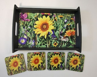 Serving Tray: Sunflower Tray and Coaster Set