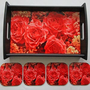 Serving Tray: Rose Tray and Coaster Set