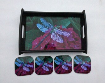 Serving Tray: Dragonfly Tray and Coaster Set