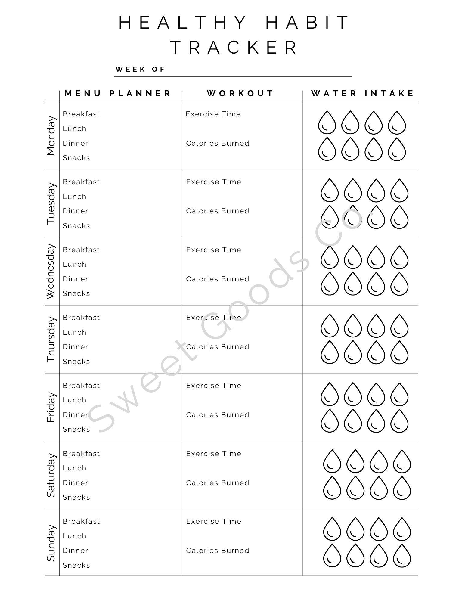 Healthy Habit Tracker - Exercise, Calories, Water Intake, Food Tracker ...