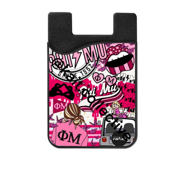 Phi Mu Sorority Silicone Phone Wallet (for any phone!) *Bulk Discount*