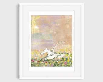 Whippet/greyhound angel A4 print