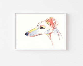 Whippet/greyhound side profile A4 print