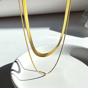 PANDORA – Gelaagde gouden ketting | 18k vergulde minimalistische sieraden | Waterdicht, verstelbaar en aanslagbestendig