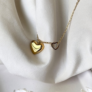 18k Gold Filled Heart Necklace: Dainty Waterproof Layered Necklace