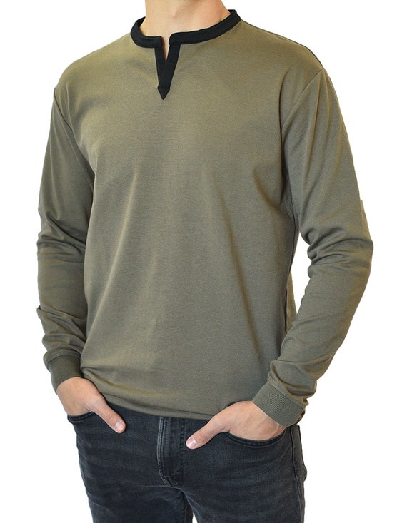 Tシャツ・カットソー BADBLOOD Beyond Soft Henley Neck Long Sleeve Tobacco w-tee24 Badblood [W-tee24-083] Beyond Soft Long Sleeve - Tobacco | KAZUE