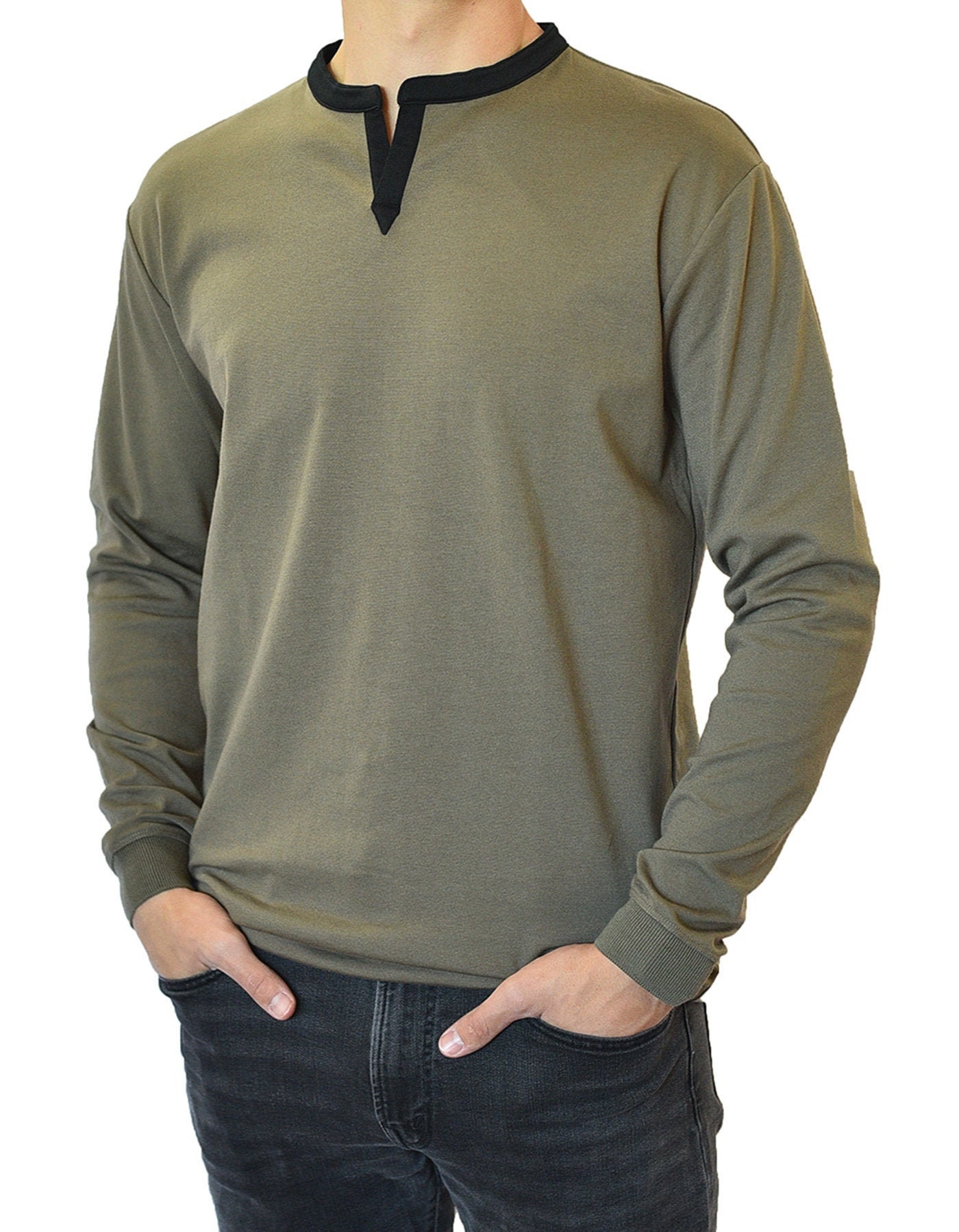 Tシャツ・カットソー BADBLOOD Beyond Soft Henley Neck Long Sleeve Charcoal w-tee2 BO long sleeve henley - Regenerative Organic Certified