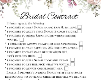 Fun Wedding Contract Sign: Customizable Bridal Decor