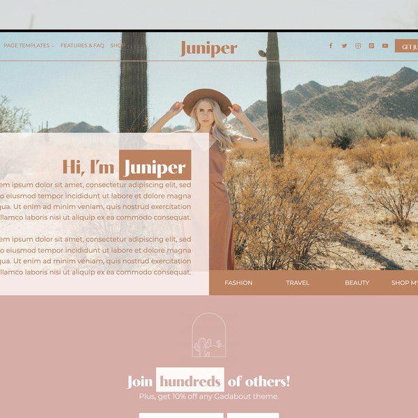 Boho WordPress Theme | WordPress Vorlage für Blogger | WordPress Influencer Theme | Juniper