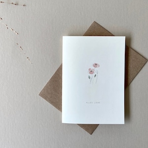 Klappkarte mit Mohnblume "Alles Liebe", Geburtstagskarte, Glückwunschkarte, Grußkarte