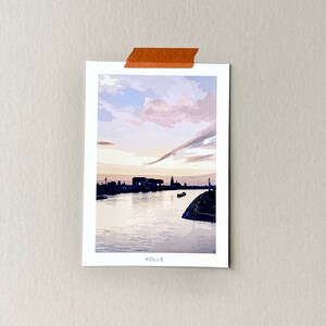 Postkarte aus Köln, Postkarte aus dem Urlaub auf Balkonien, Kölle, Kölner Dom, Rhein, Kranhäuser, Grußkarte aus Köln, Karte aus Köln
