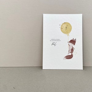Verjaardagskaart met vos, kaart voor kinderverjaardag, gepersonaliseerde geboortekaart, felicitaties, wenskaart kind