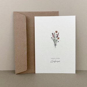 Cartolina con mazzo di fiori "Congratulazioni" con busta, biglietto di congratulazioni, biglietto di auguri con mazzo di fiori