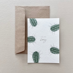 Postkarte Kaktus  "Hip Hip Hooray" inkl. Briefumschlag, Grußkarte, Geburtstagskarte, Glückwunschkarte
