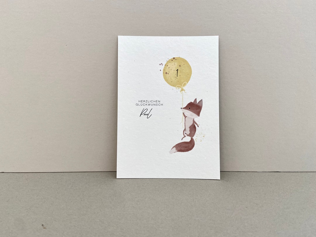 Postkarte zum Geburtstag mit Fuchs, Karte zum Kindergeburtstag