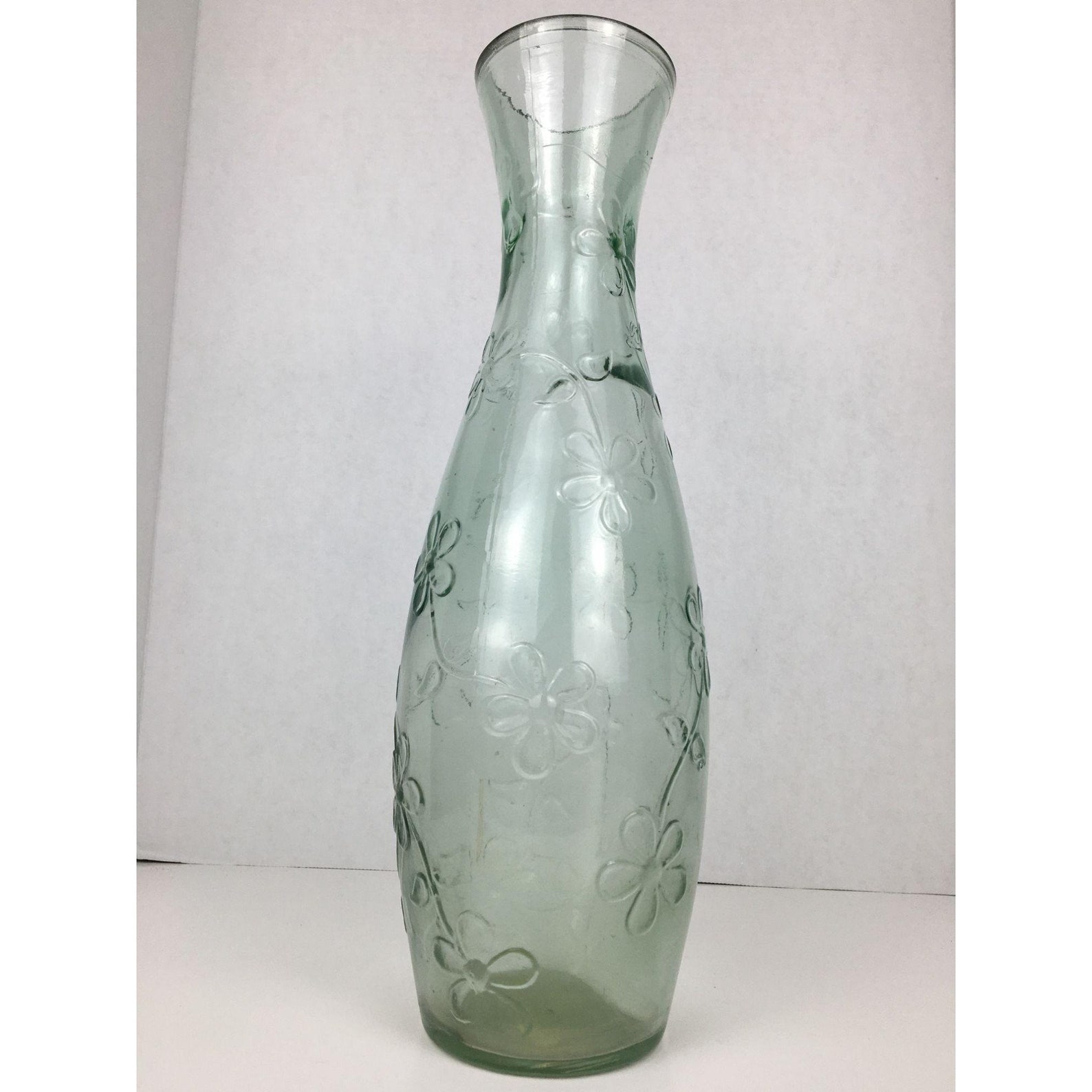 Tall Glass Vase Made In Spain with Flowers 15.5 Tall Etsy