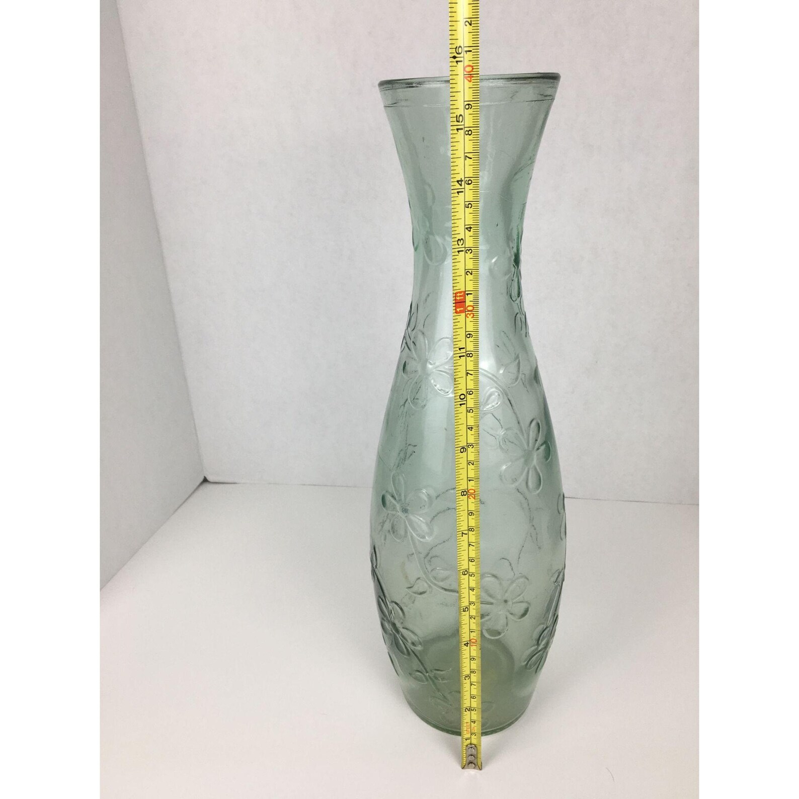 Tall Glass Vase Made In Spain with Flowers 15.5 Tall Etsy