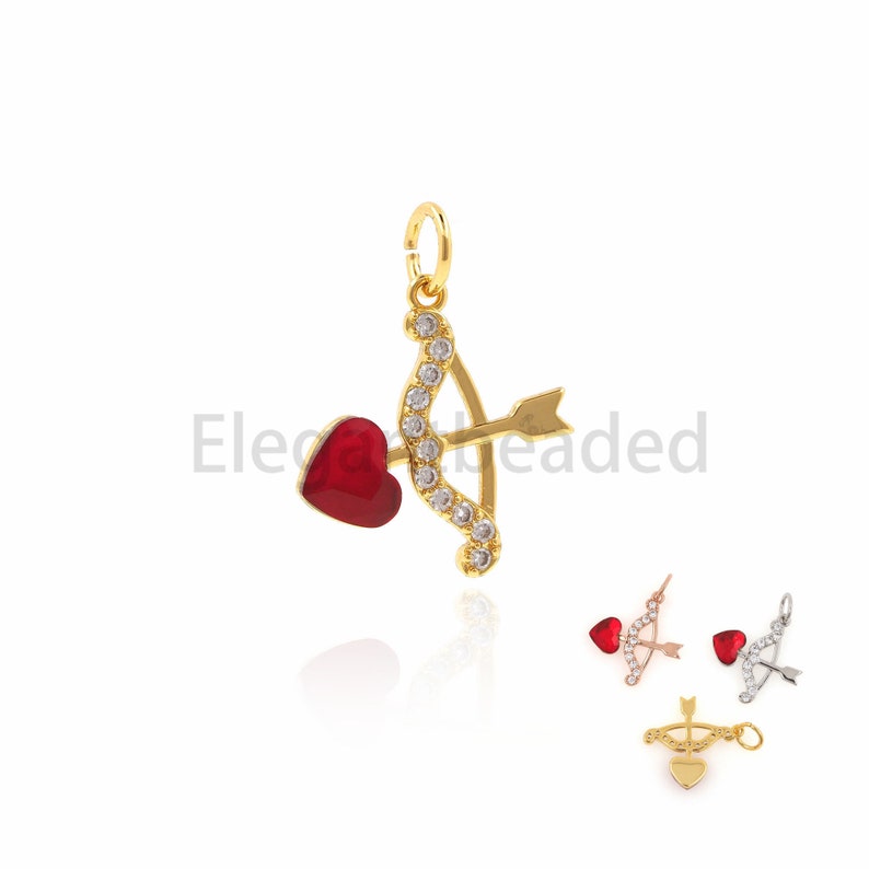 Cupid Bow Arrow Pendant-Bow Arrow Necklace-Unisex Charm Jewelry 19.9x15.2x2.4mm