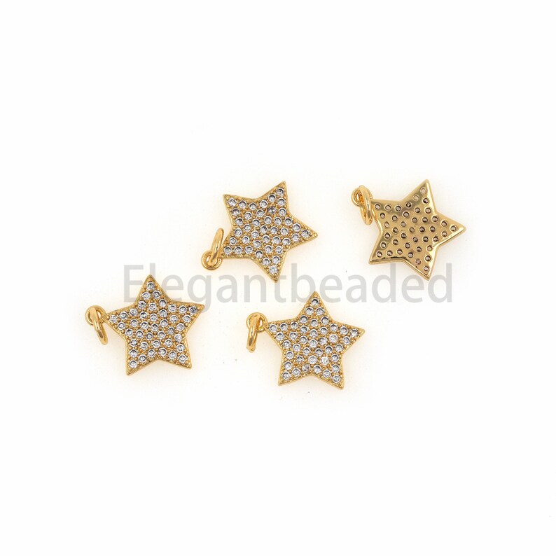 Micro pave Star Necklace-Cubic Zirconia Star-Five-pointed Star Charm-Jewelry Making Supplies 18.3x13x1.8mm
