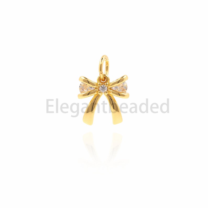 Tiny Bow Necklace Charms-Gold Plated Minimalist DIY Jewelry Findings-Bridesmaid Gift 13x9.7x3.2mm